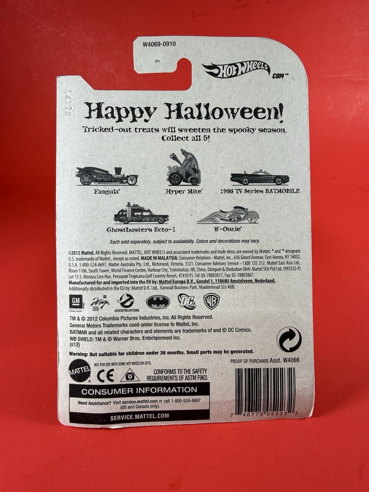 HOT WHEELS KROGER 2012 HAPPY HALLOWEEN 5 CAR SET BATMOBILE, GHOSTBUSTERS PLUS🔥