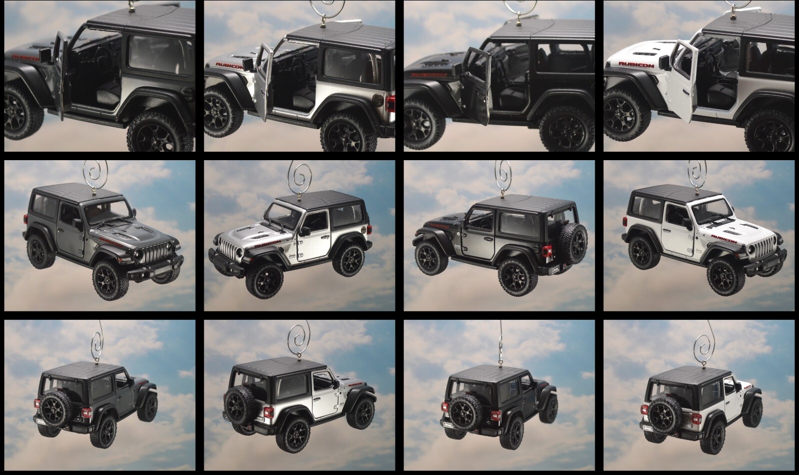 Jeep Wrangler Rubicon Custom Christmas Ornament Hard Top Adorno JL JK 2 Dr 1/34