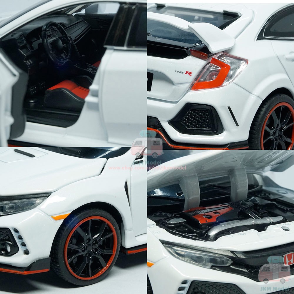 1:32 Honda Civic Type R Model Car Diecast Toy Vehicle Collection Kids Gift White