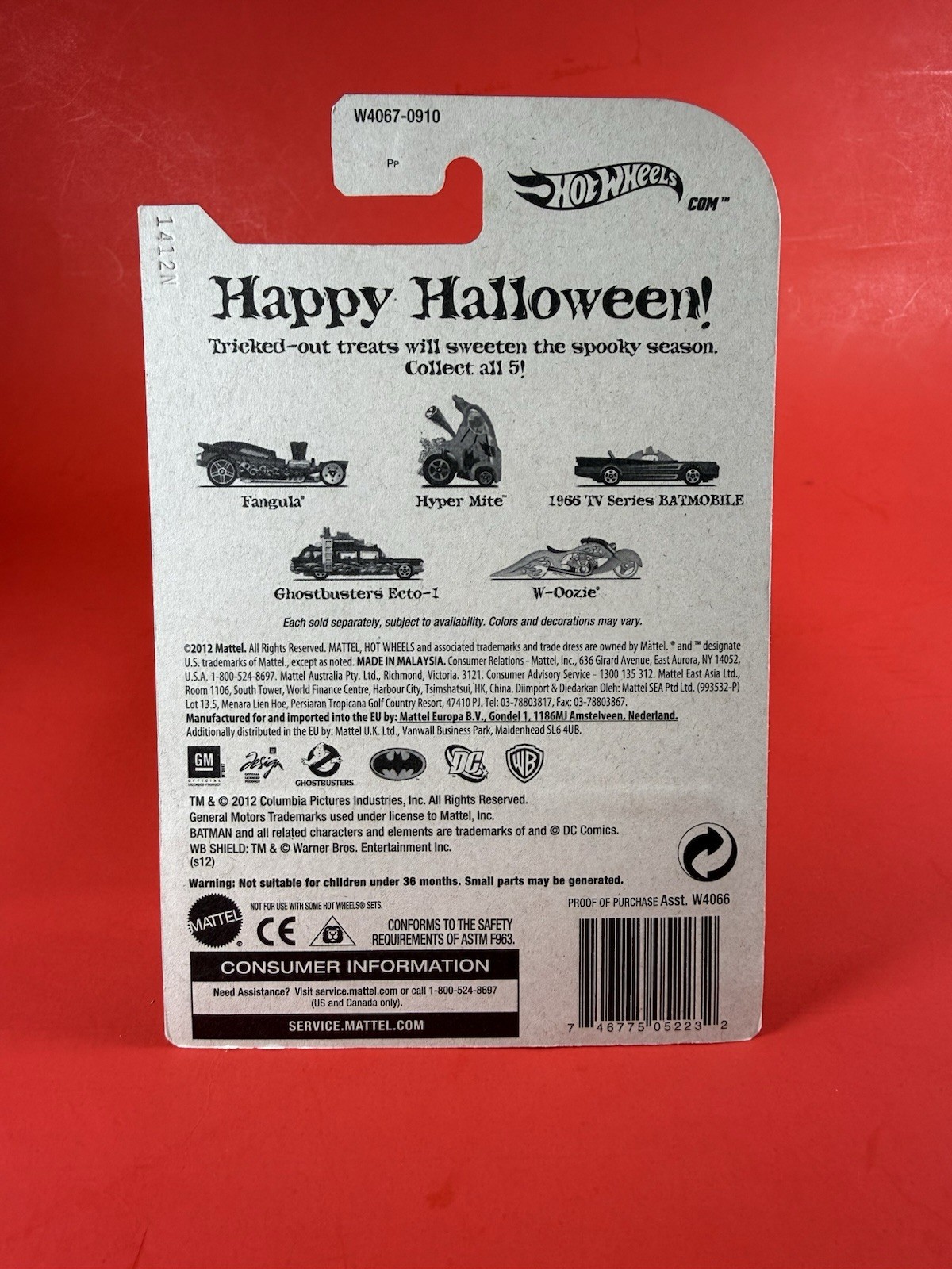 HOT WHEELS KROGER 2012 HAPPY HALLOWEEN 5 CAR SET BATMOBILE, GHOSTBUSTERS PLUS🔥