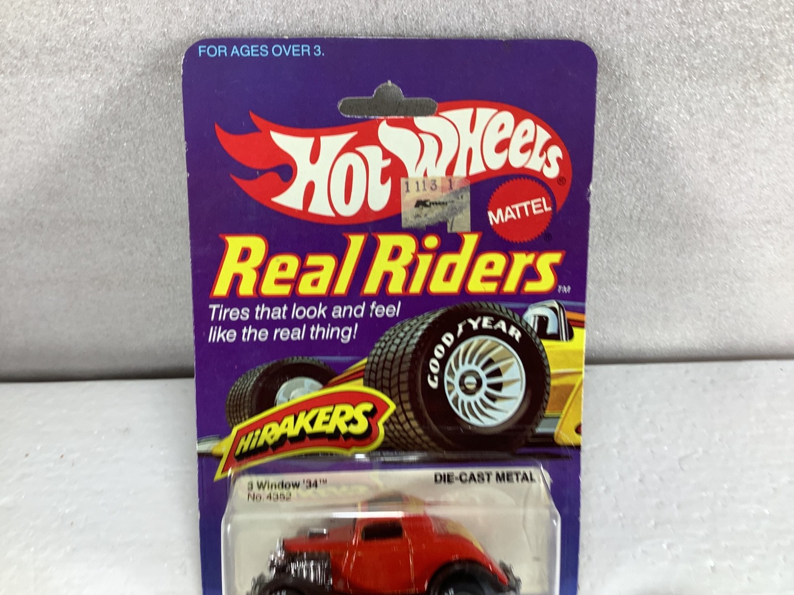 1980’s Vintage Hotwheels Real Riders-Red-3 Window ’34-2 Door-Grey Hubs-Hirakers