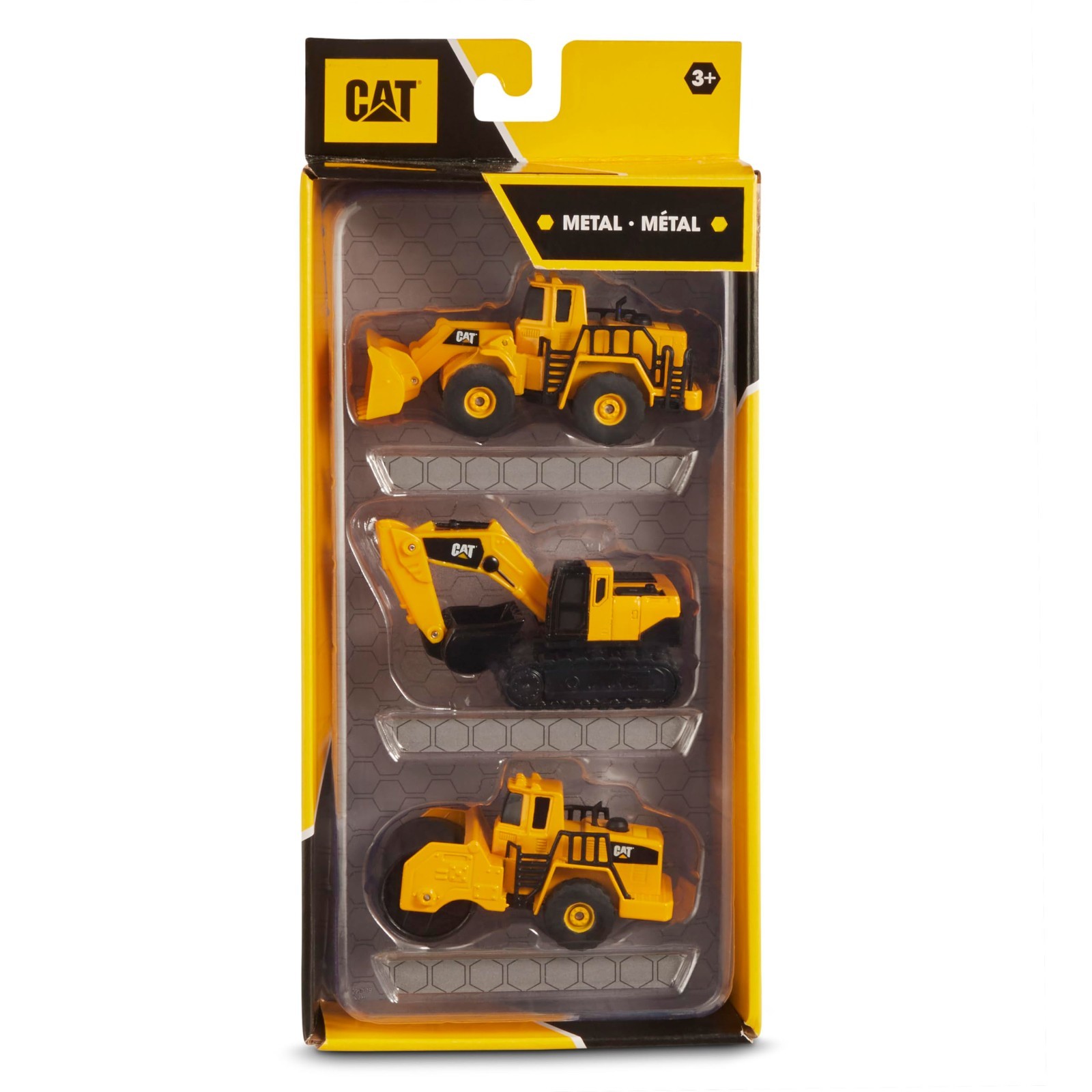 Construction Die Cast Metal Vehicles 3 Pack – Steam Roller, Excavator, Wheel Loa