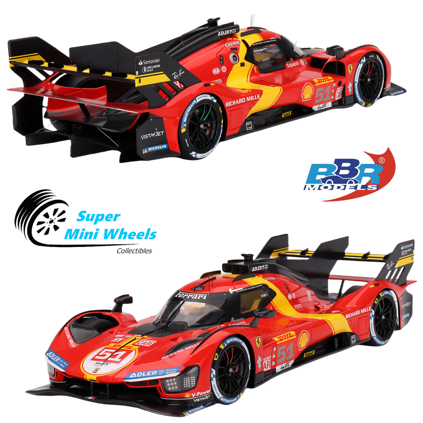 BBR Models 1:18 Ferrari 499P Team AF Corse 2023 #51 WEC 6 Hr of Spa 3rd Place