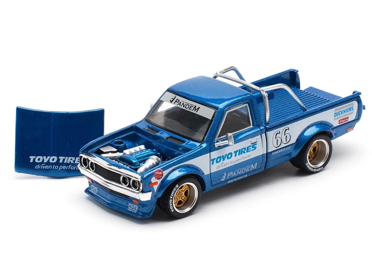 Pop Race 1:64 Pandem Datsun 620 Pickup Truck #66 Blue Metallic PR640217