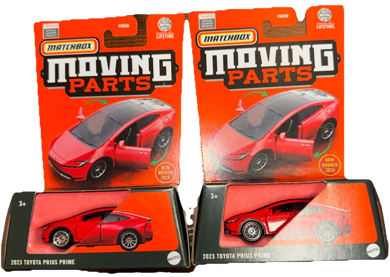 Lot Of 2 Matchbox 2023 Toyota Prius Red Moving Parts New In Package 1:64 Diecast