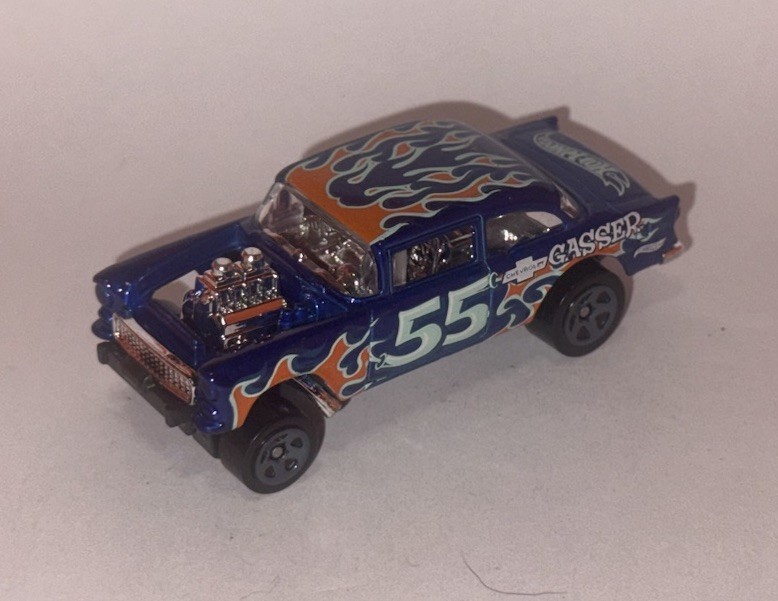 HOT WHEELS Loose ’55 Chevy Bel Air Gasser (Blue With Flames Version)