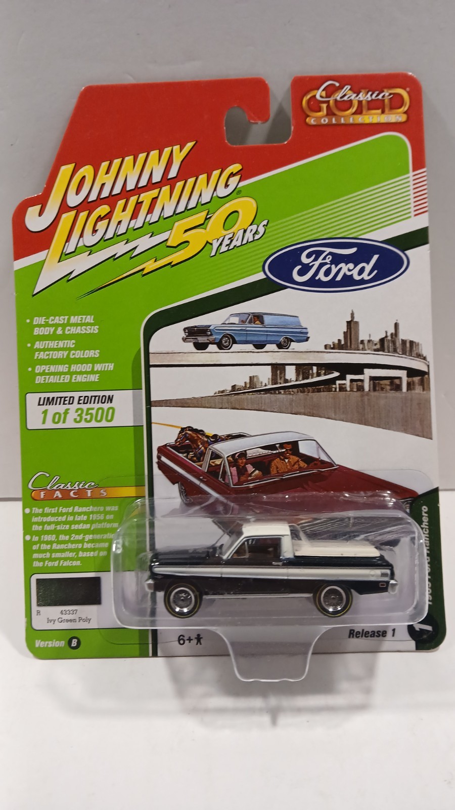 Johnny Lightning 1965 FORD RANCHERO 1:64 Diecast – Ivy Green Poly