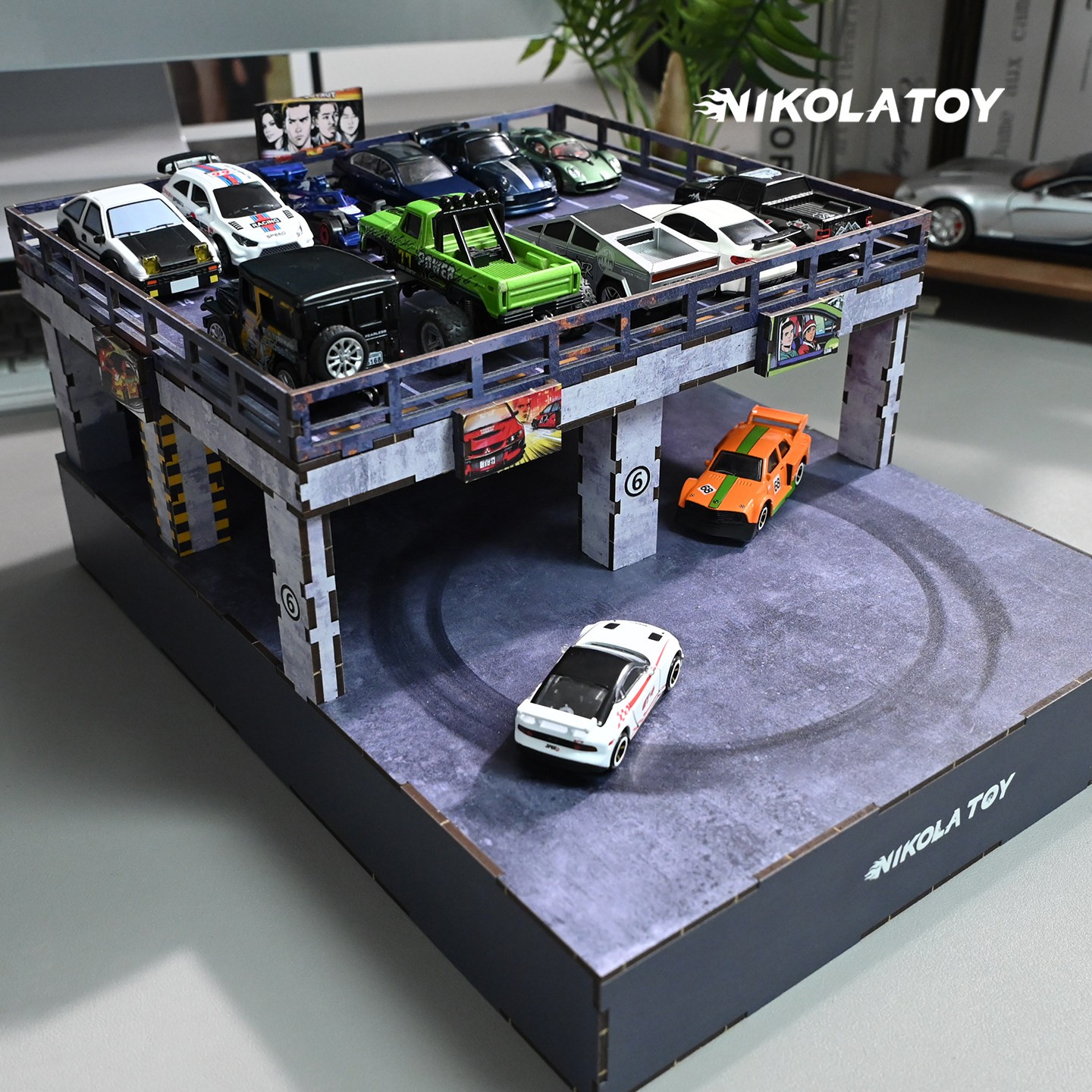 1:64 Nikolatoy Electric Drift Turntable, Car Model Parking Lot, DIY Gift