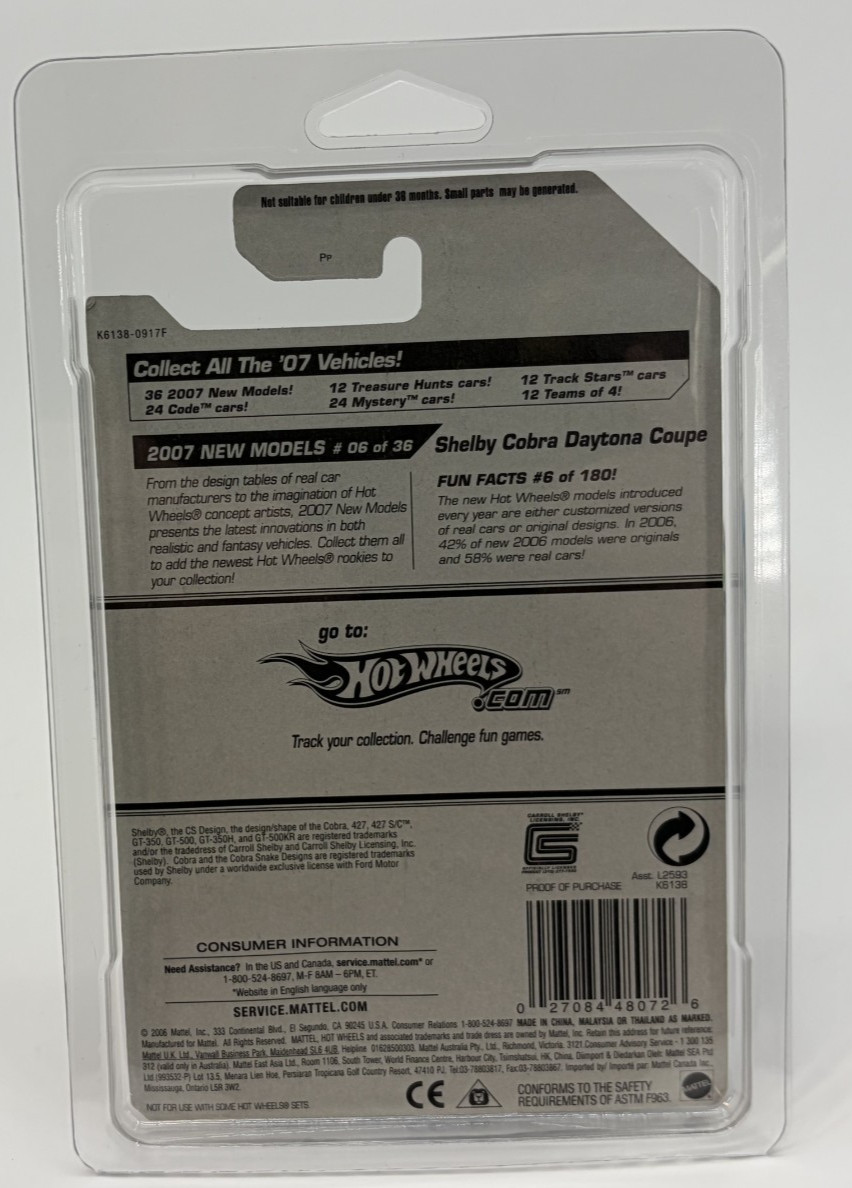 Hot Wheels 2007 New Models 06 of 35 Shelby Cobra Daytona Coupe 06 / 180 1:64