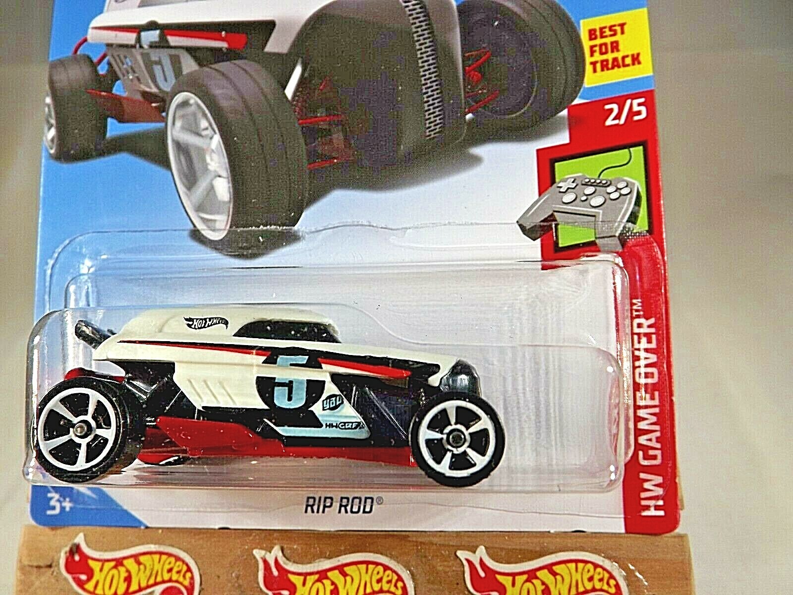 2019 Hot Wheels #16 HW Game Over 2/5 RIP ROD White Variant w/White MC5 Spoke