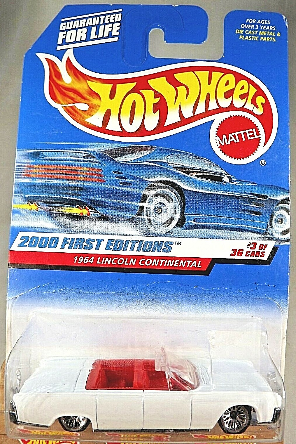 2000 Hot Wheels #63 First Editions 3/36 ’64 LINCOLN CONTINENTAL White w/Lace Sp