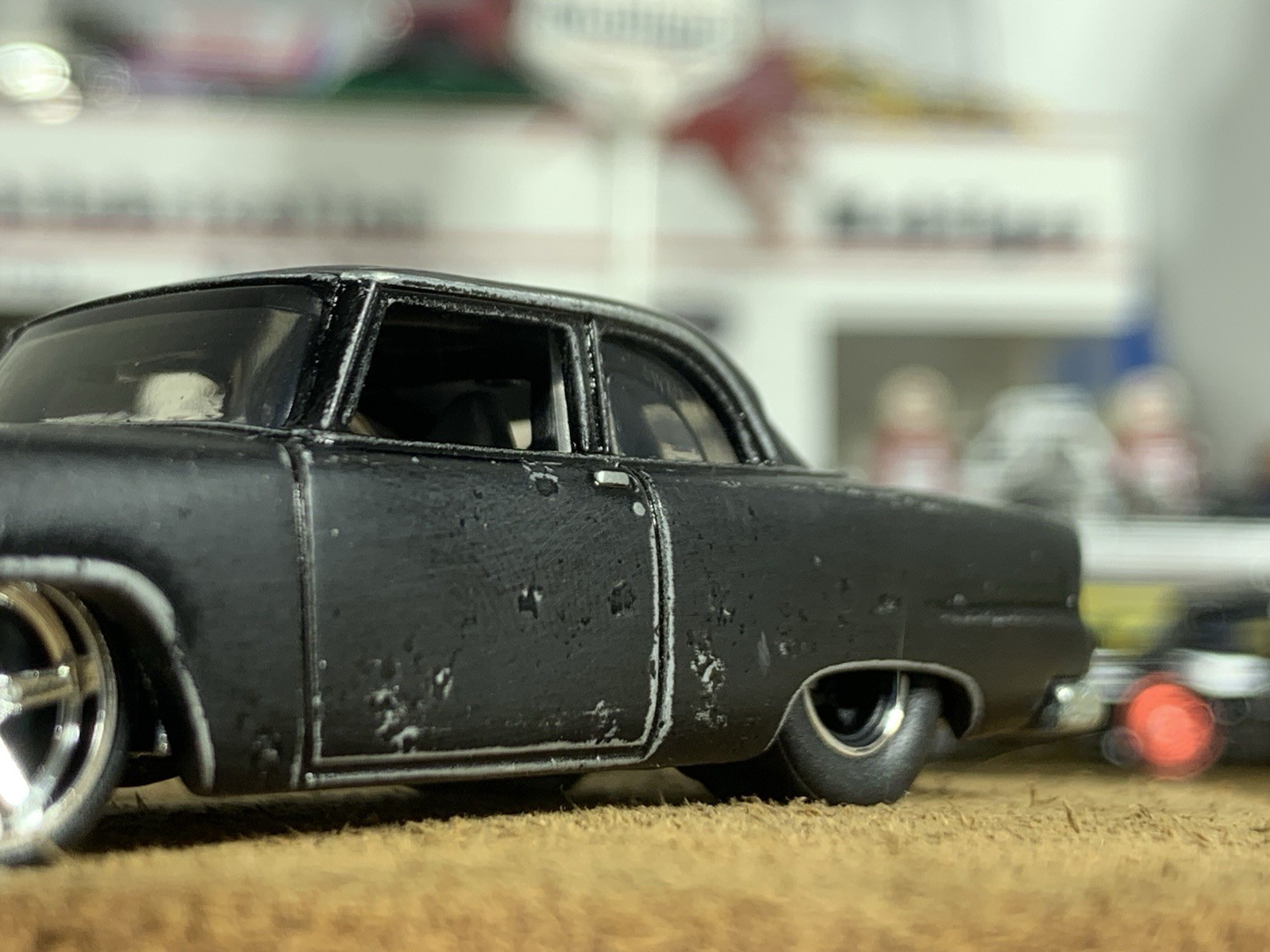 Hot Wheels Customized 1955 Plymouth Savoy Hot Rod Patina Matt Black Metal Base