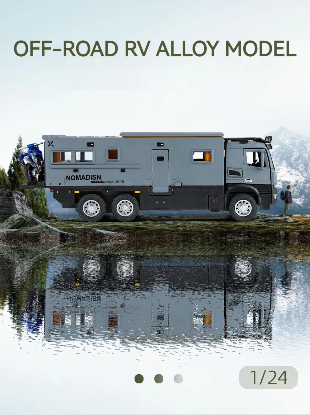 1:24 Benz Camper RV Motorhome Toy Model Car Diecast Pull Back Toy Sound Light