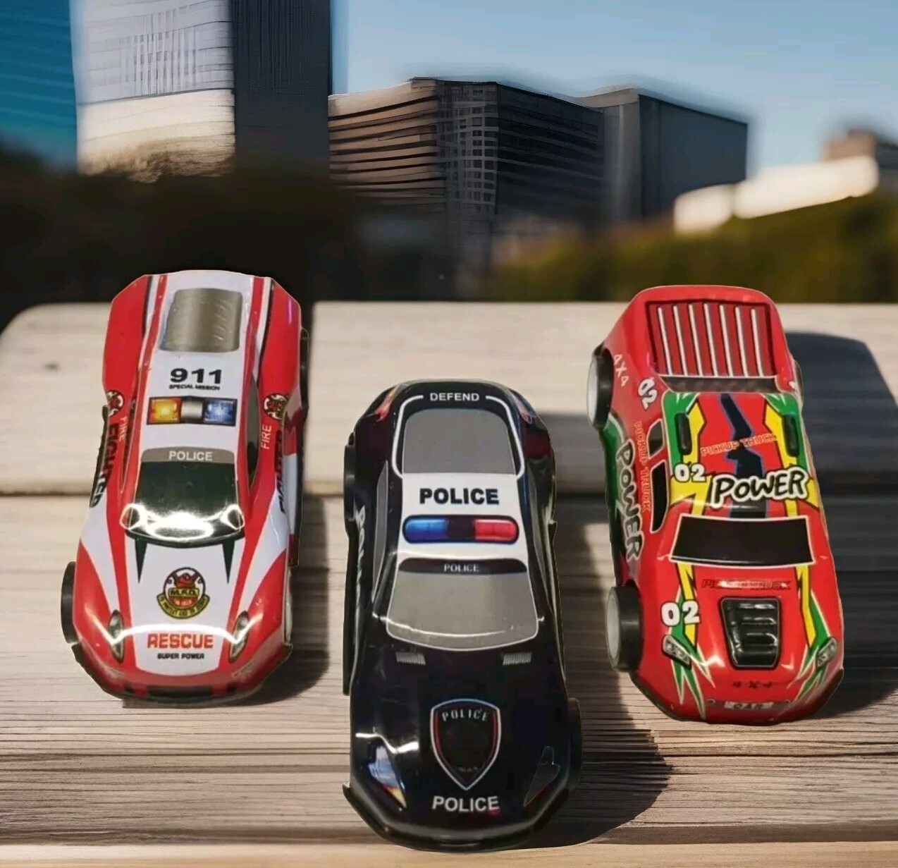 LOT OF 3 Cars Wind Back – Car Toons Car💎 – Rescue – Police – Fire – Power
