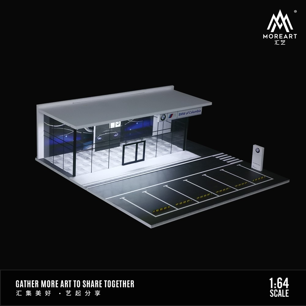 Diorama 1/64 Diecast Garage Model LED Lighting Showroom Scene Parking Lot Model
