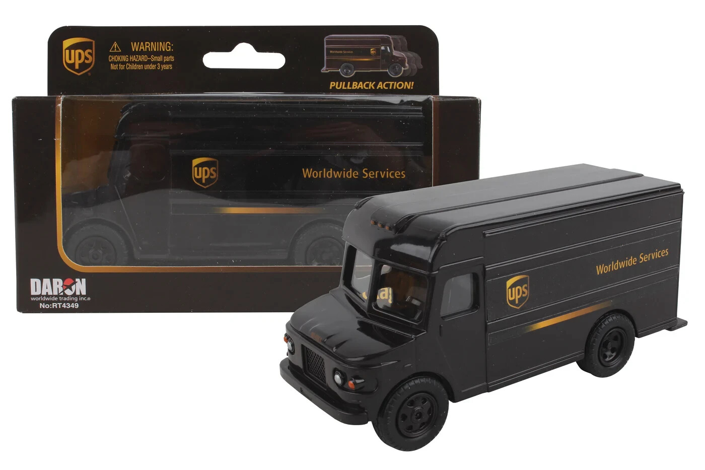 UPS 5.5″ Package Truck Daron Toys Plastic Pullback Action