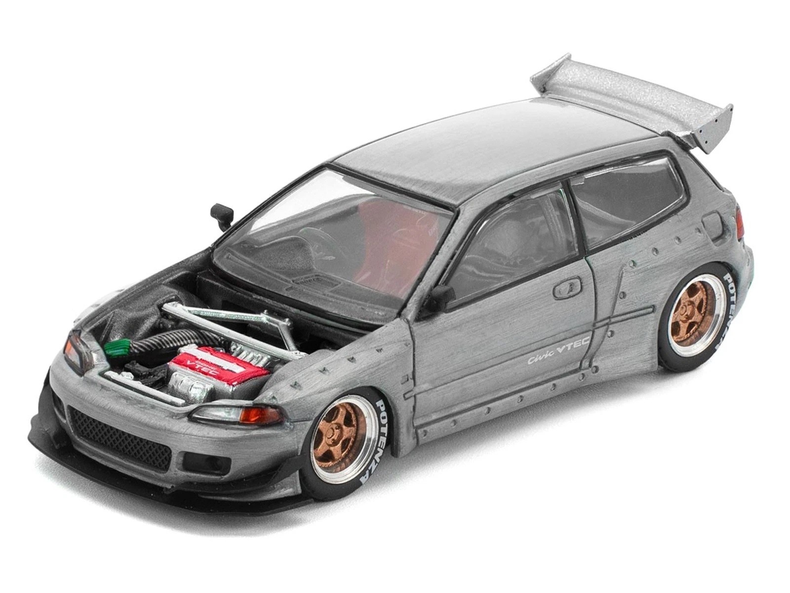 Pop Race 1:64 Pandem Civic EG6 Raw Metal Enigma Exclusive PR64-PRE018