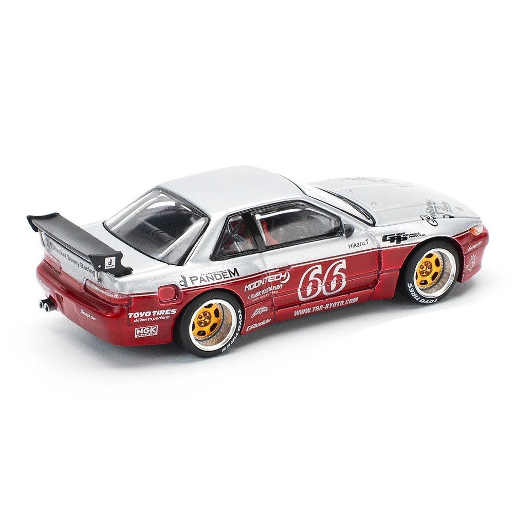 Pop Race 1:64 Nissan Silvia S13 Pandem #66 Moontech Red Diecast Car PR640258