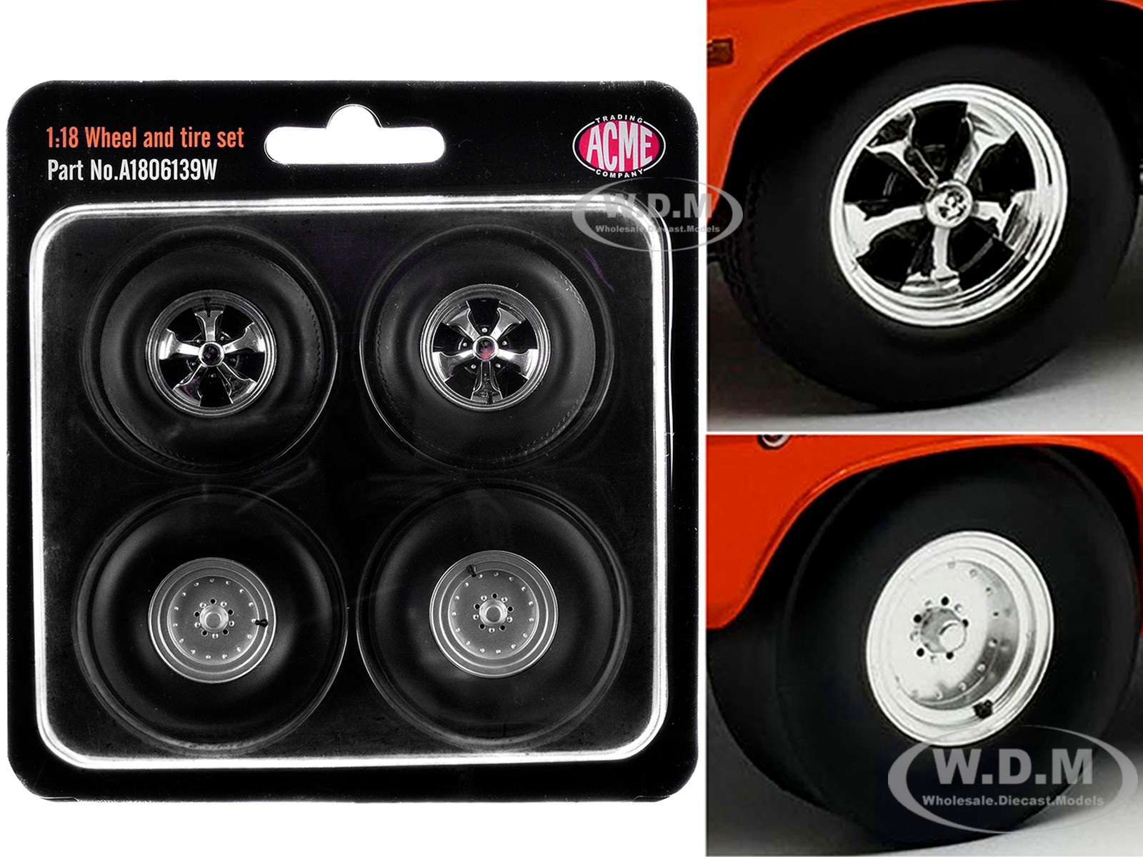 “CENTERLINE/KEYSTONE” WHEEL & TIRE SET OF 4 PCS FOR 1/18 SCALE BY ACME A1806139W