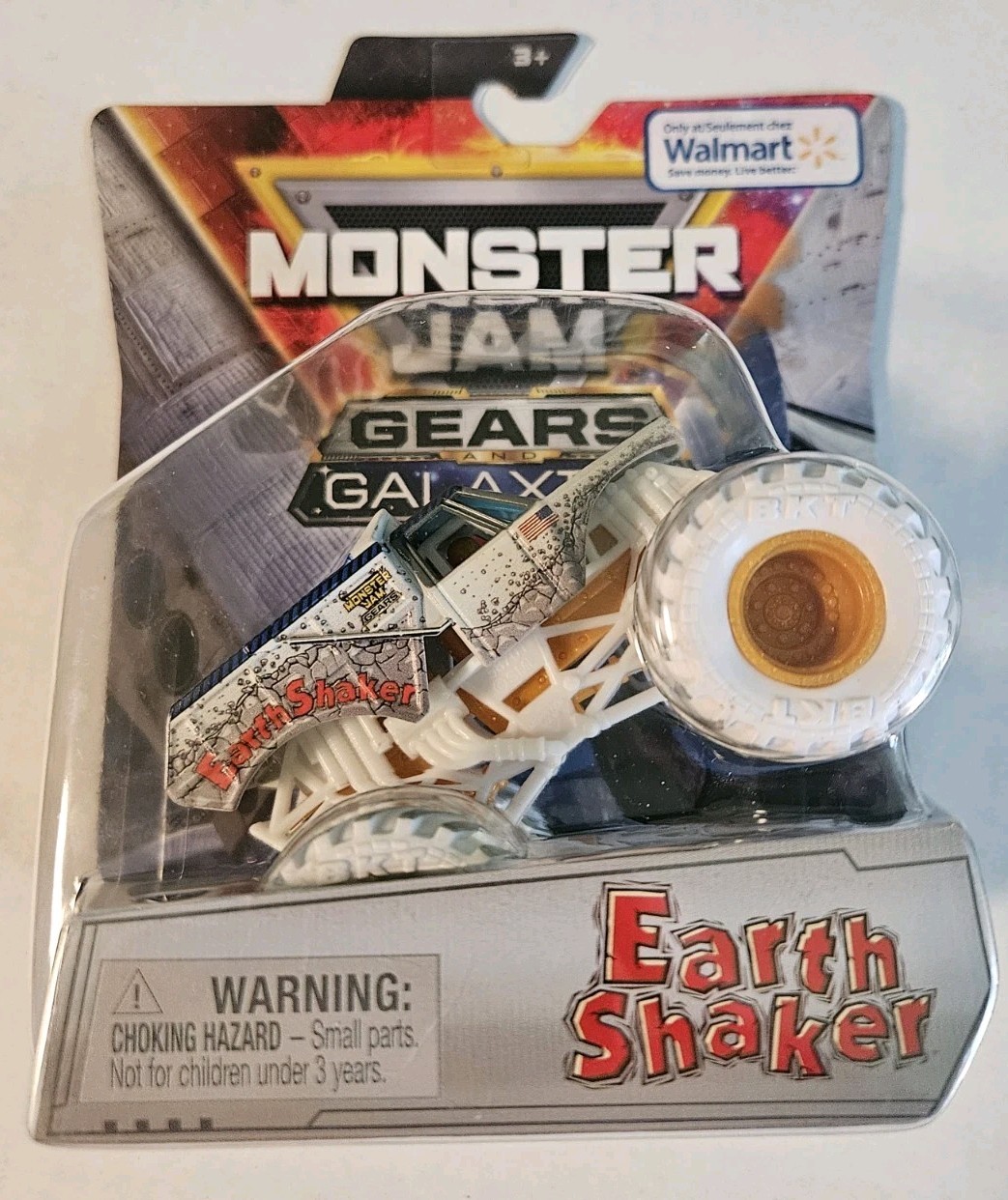 Monster Jam Earth Shaker Gears White Diecast Truck Rare 1/64 Walmart Galaxies