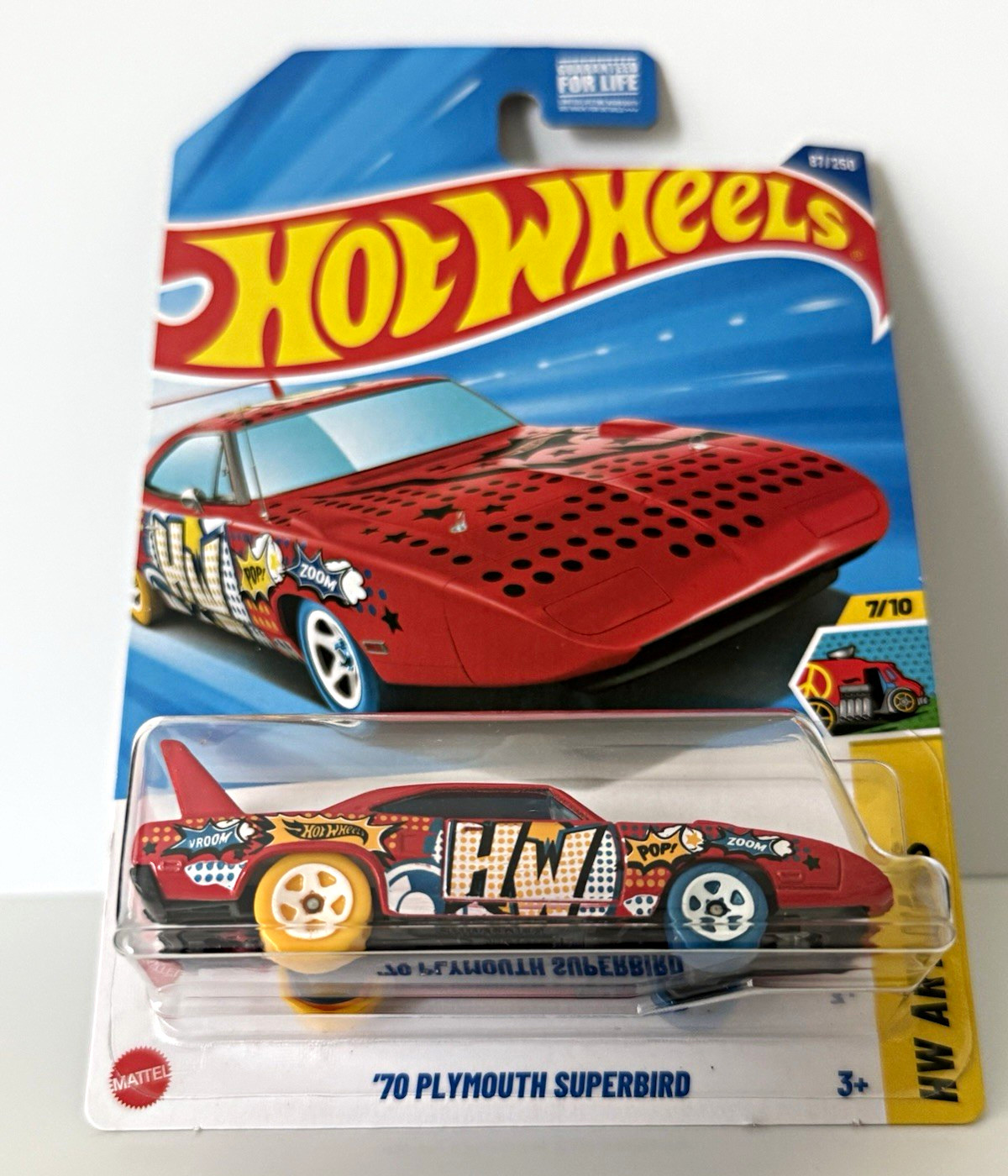 Hot Wheels ’70 Plymouth Superbird HW Art Cars 1:64 Diecast Red/Multicolor 2023
