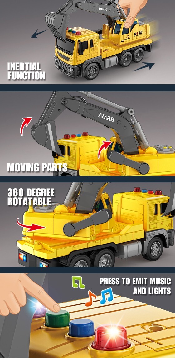 Yellow Drilling Machine Engineering Vehicle Excavator Toys 1:16 Vehicle Mode New