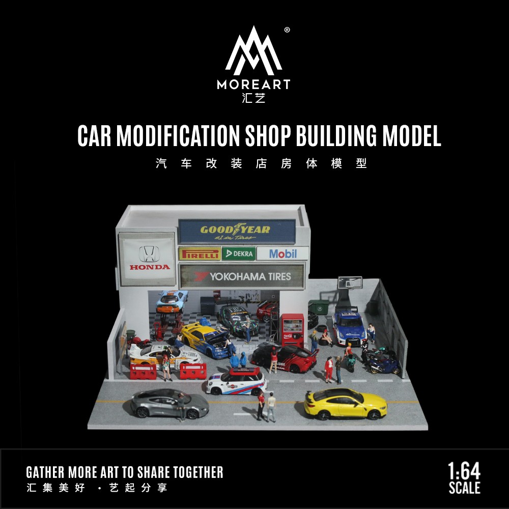Diorama 1/64 Scale Diecast Car Garage Model LED Street Buildings Scene Gifts US
