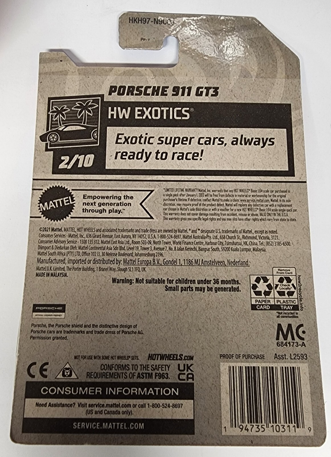 Hot Wheels Porsche 911 GT3 Red Black 177/250 2024 HW Exotics 2/10 HKH97 NEW