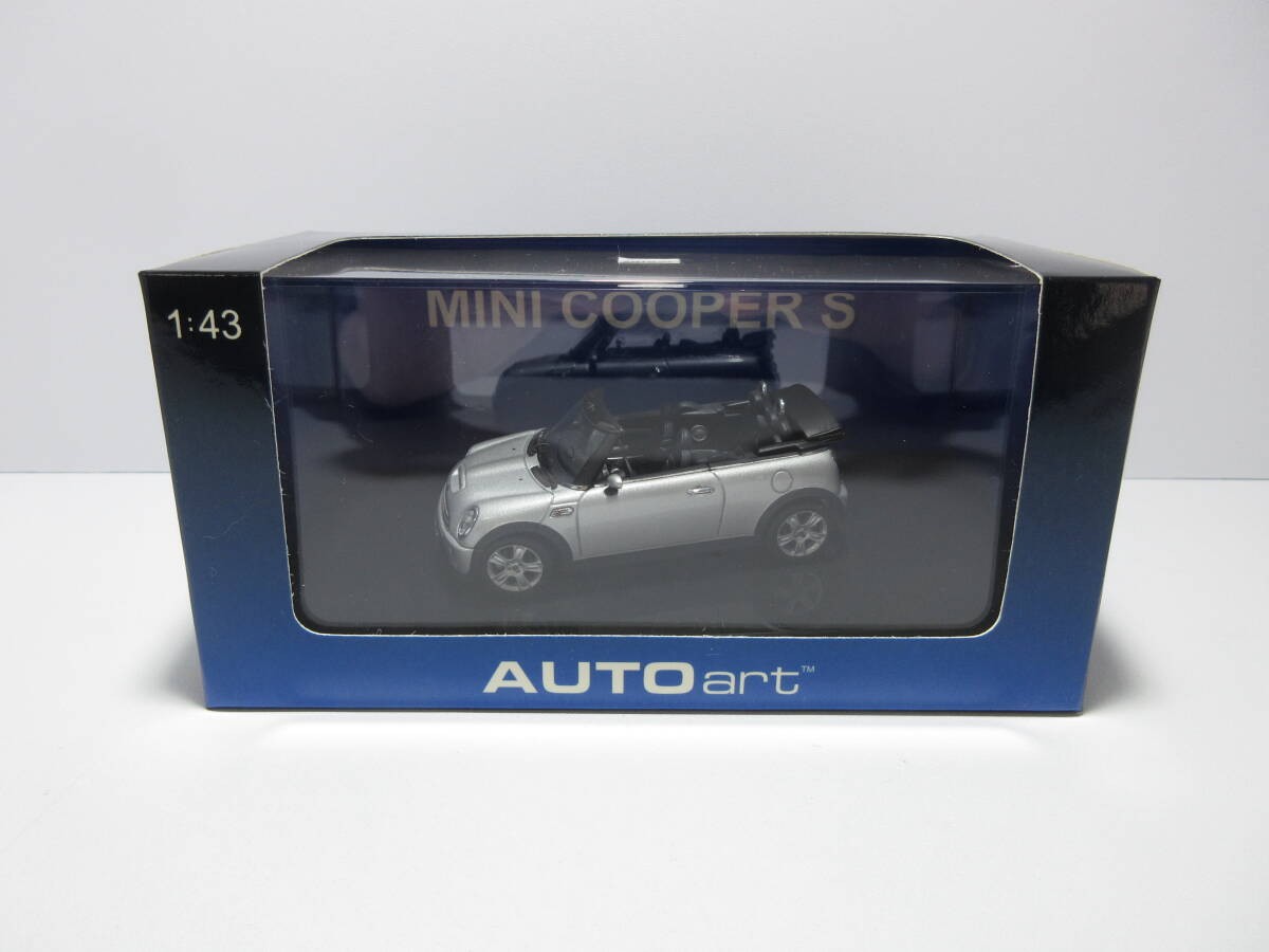 Miniature car 1/43 AutoArt MINI Mini Cooper S Cabriolet Convertible Silver Model