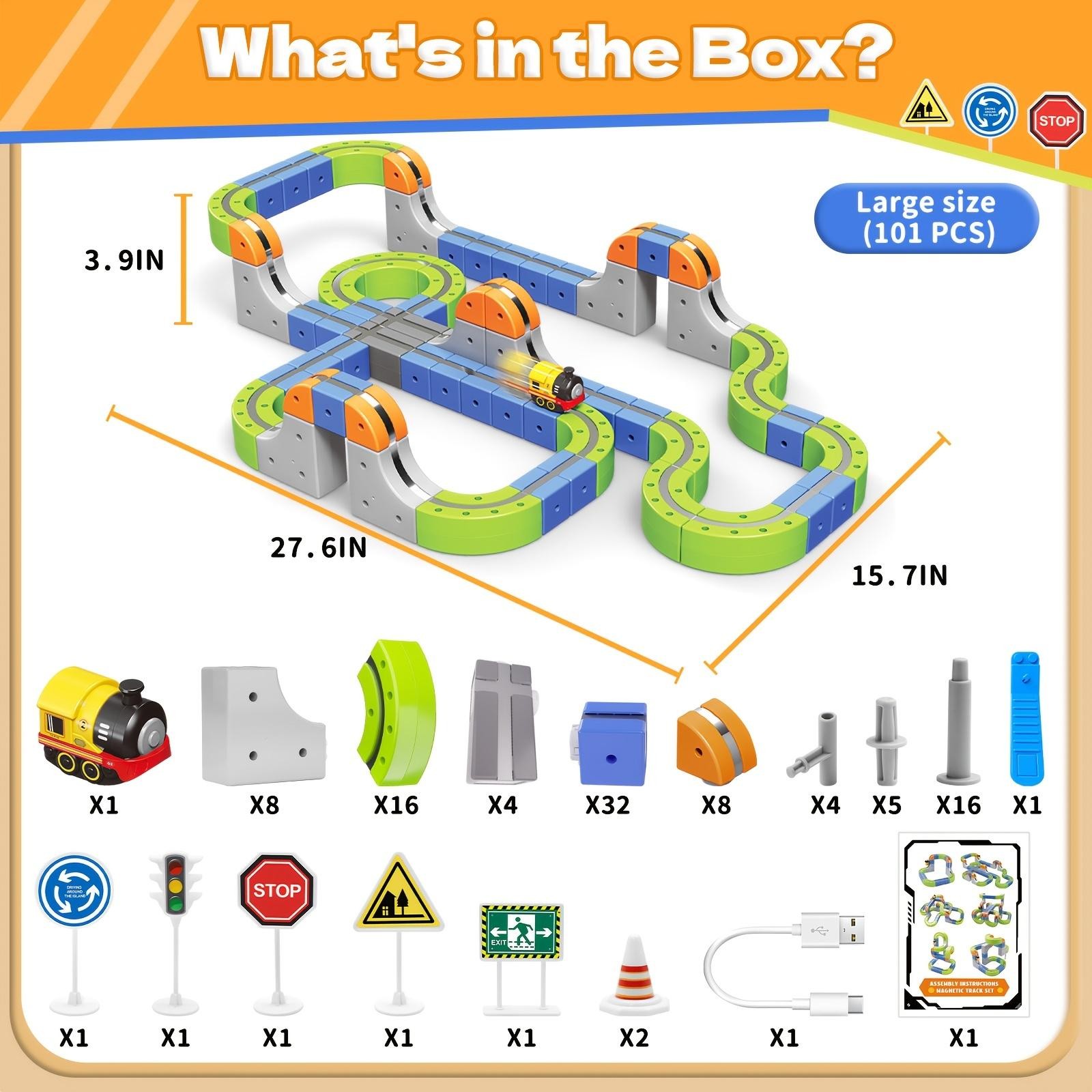 101Pcs DIY Buildable Train Track Set Rechargeable Electric Train Building Blocks