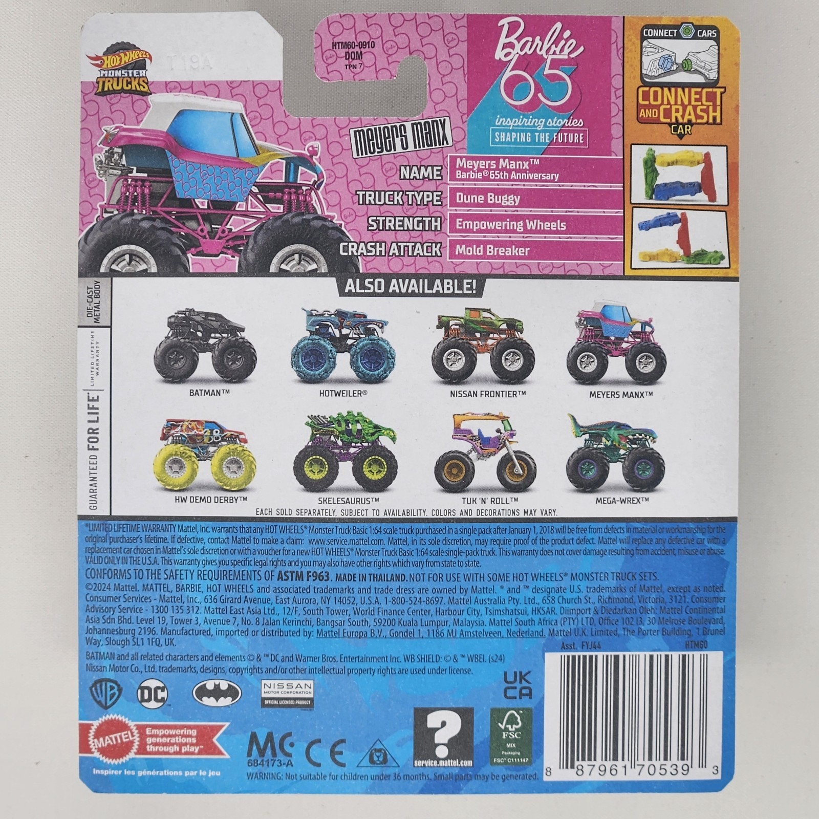 Hot Wheels Monster Trucks Meyers Manx Barbie 65th Anniversary 1:64 2024 NEW