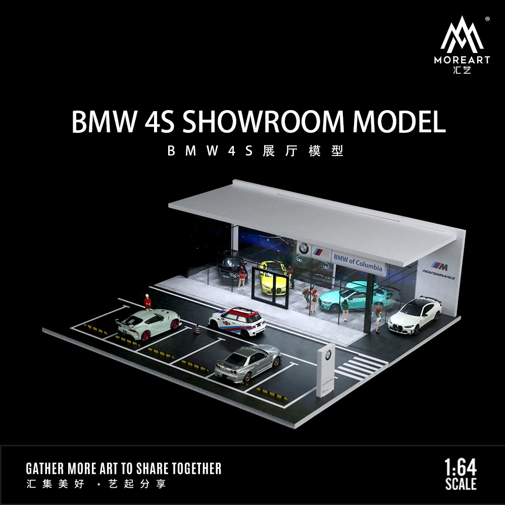 Diorama 1/64 Diecast Garage Model LED Lighting Showroom Scene Parking Lot Model
