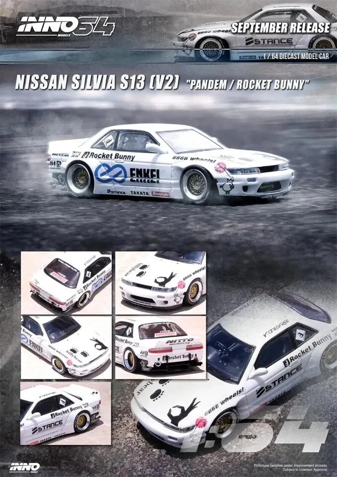 Inno64 1:64 Nissan Silvia S13 V2 Pandem Rocket Bunny – White