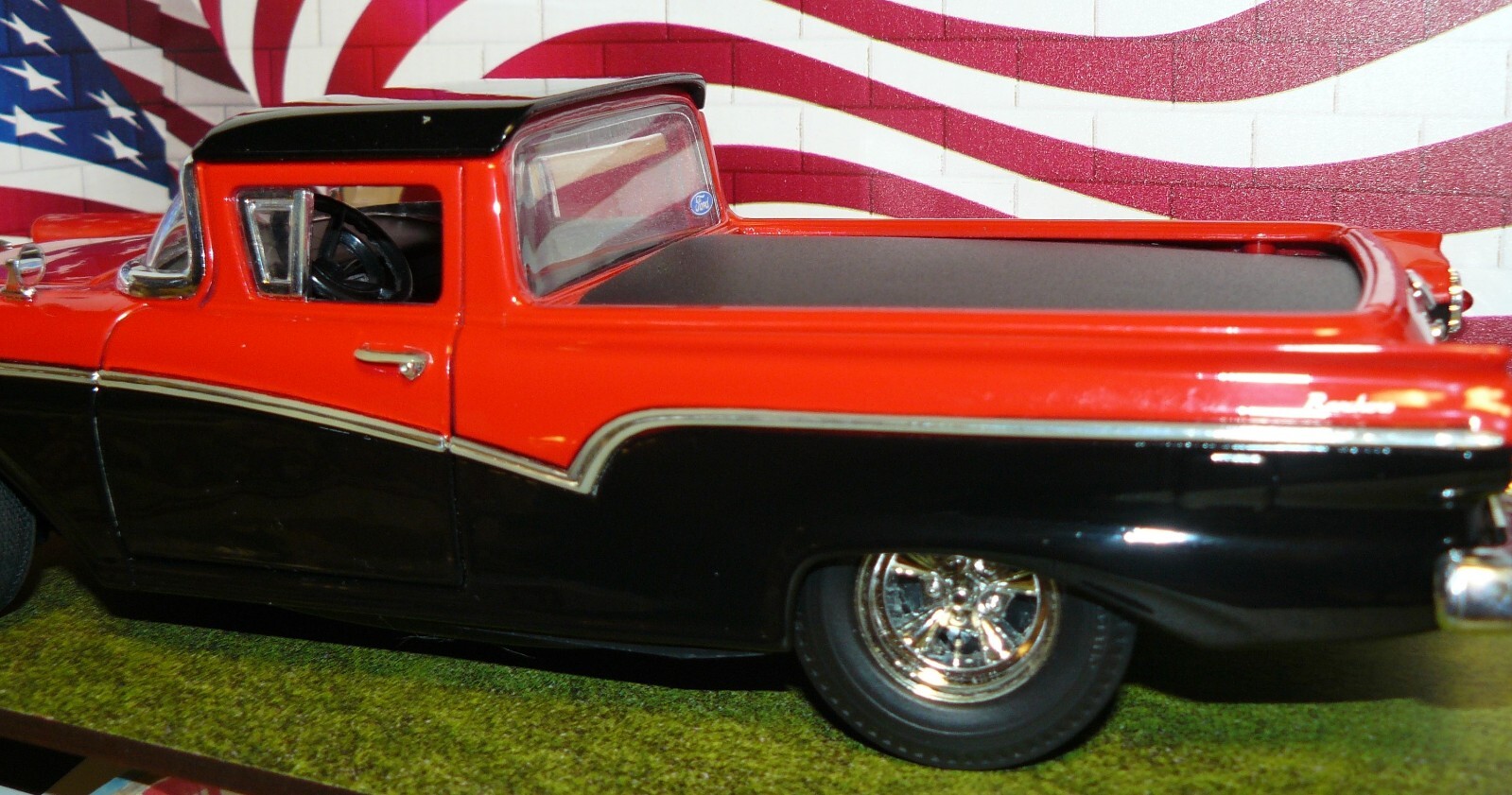 1/18, ( IB ) Custom made 1957 Ford Ranchero , gasser black and red , no box