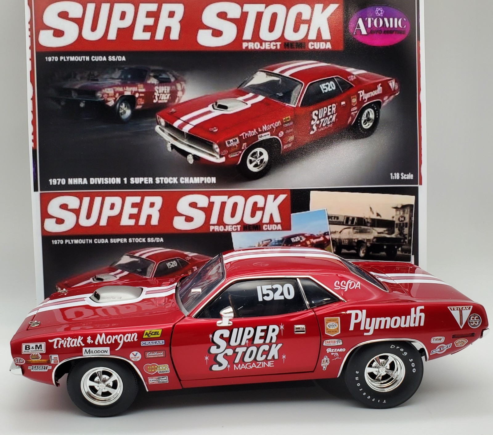 1970 PLYMOUTH HEMI CUDA 1:18 SUPER STOCK MAGAZINE TRITAK & MORGAN