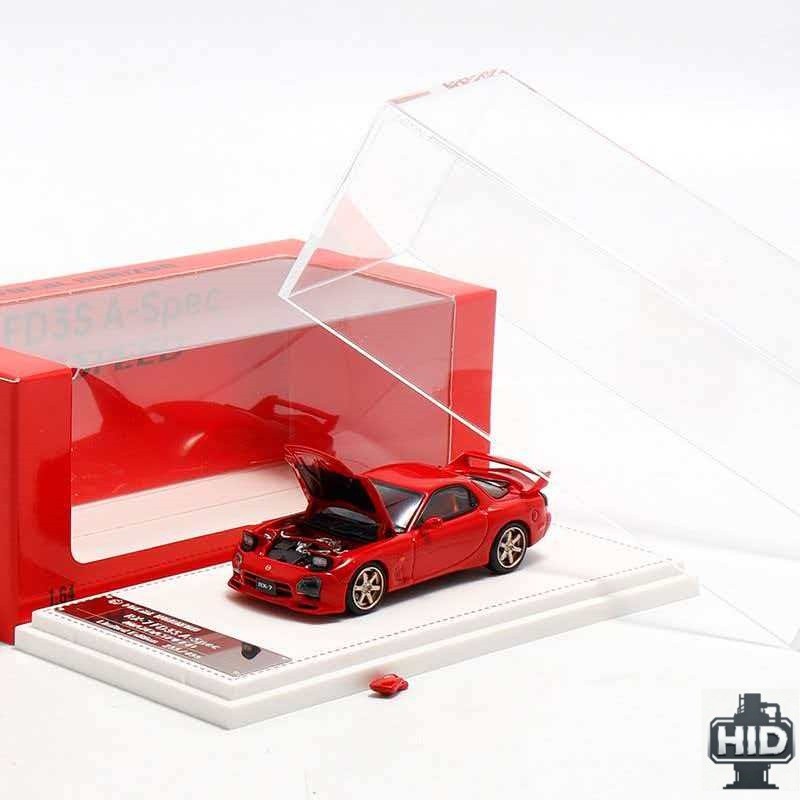 1:64 Mazda RX-7 FD3S A Space Speed Pop-up Headlight Open Hood Alloy Car Model