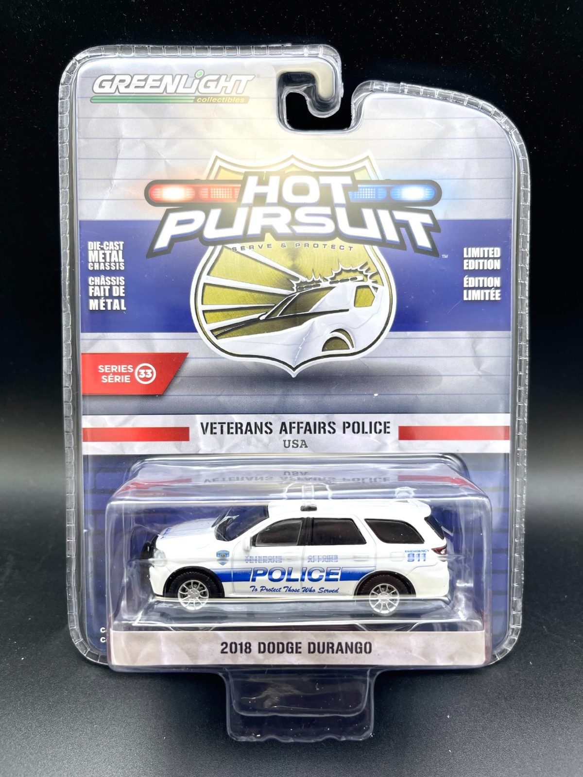 Greenlight Hot Pursuit 33 Veterans Affairs Police 2018 Dodge Durango D3