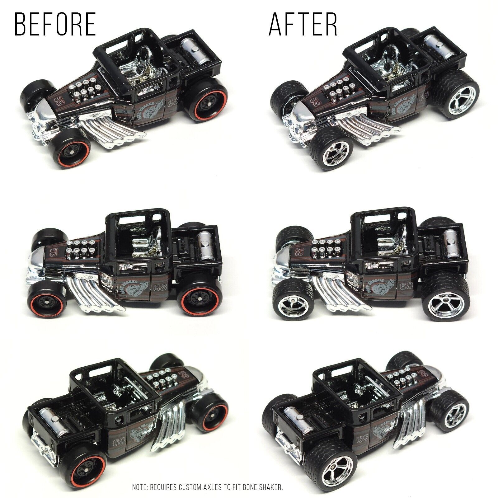 1/64 Scale 5 SPOKE MUSCLE v6 XL STG Real Rider Wheels Rims Tires Set 4 Hot Wheel