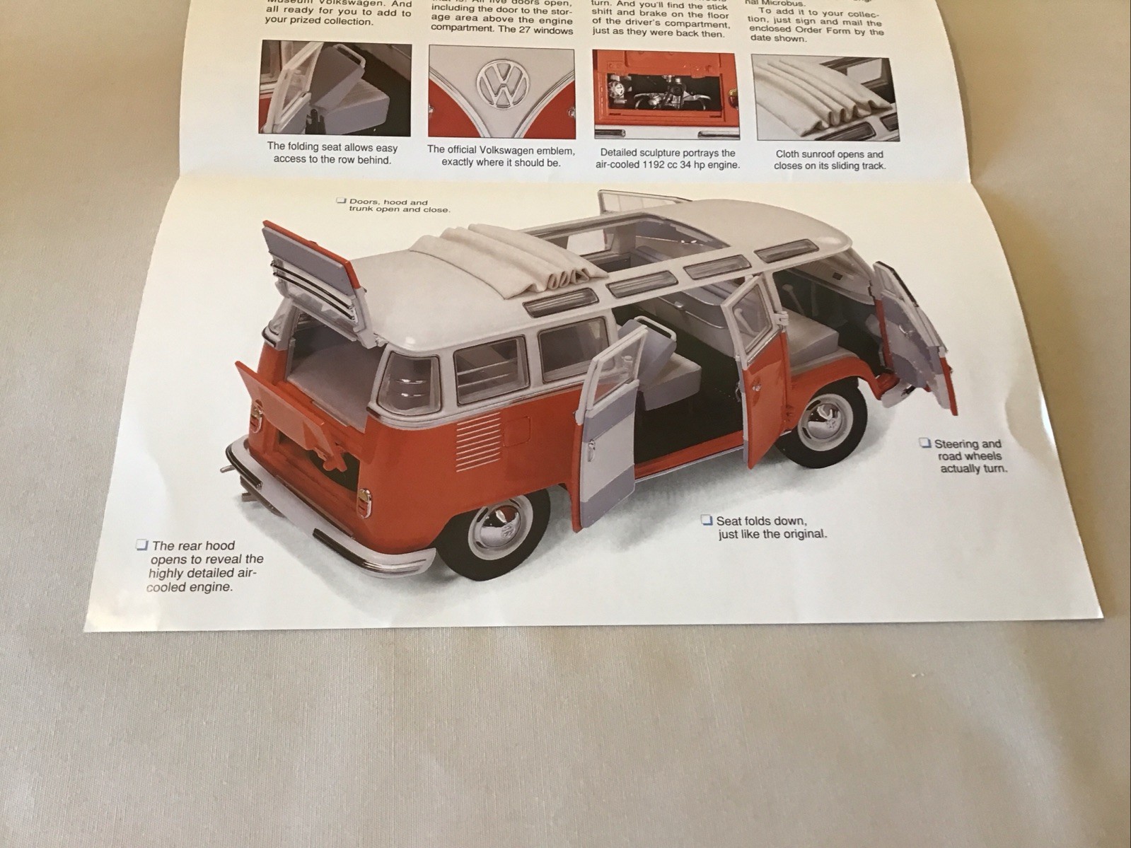 Franklin Mint 1962 Volkswagen Microbus Rare Brochure Paperwork Only 1:24