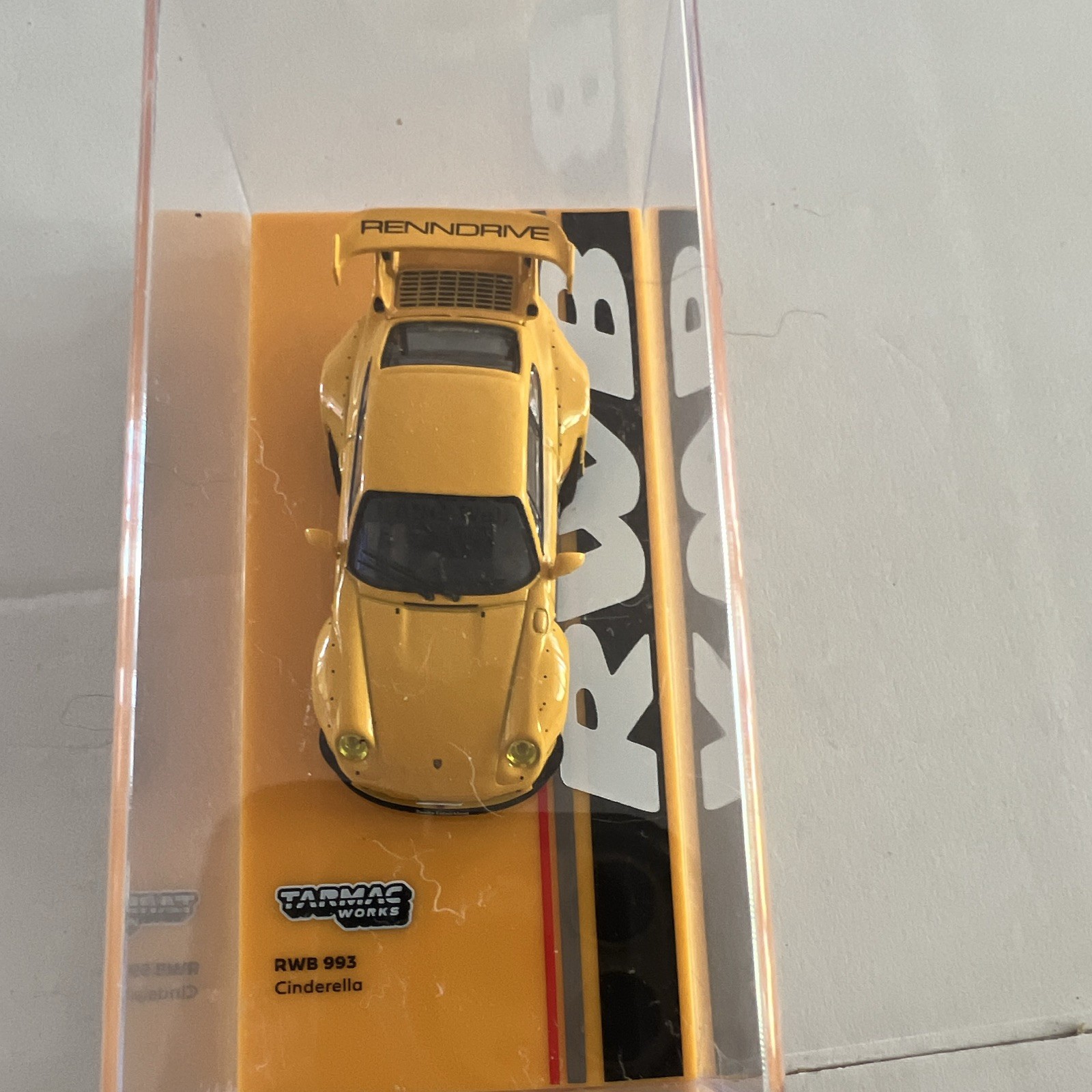 Tarmac Works Porsche RWB 993 Cinderella Gold Diecast Car 1:64 w/ Case/Stand