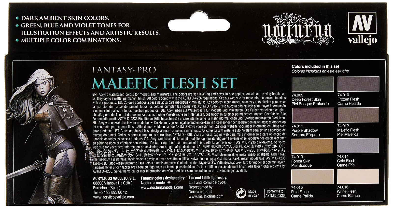 Pro Nocturna Malefic Flesh Acrylic Paint Set|Ideal Flesh Tones for Fantasy and