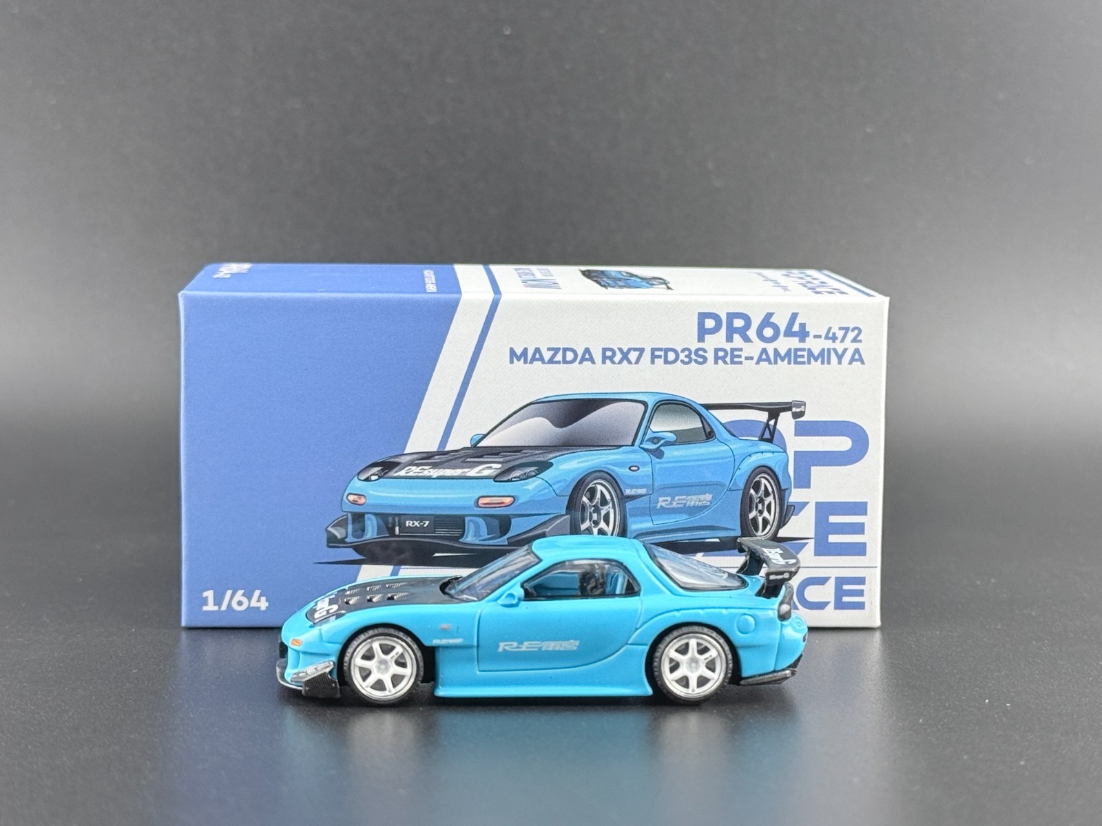 Pop Race Mazda RX7 FD3S RE-Amemiya Light Blue TAS 2026 640472 1/64