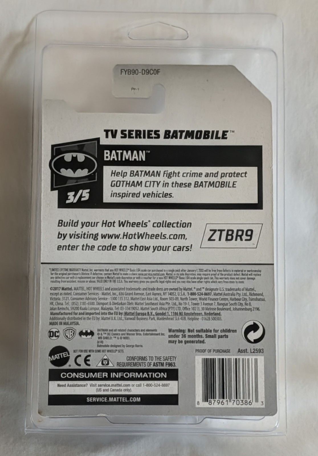 Hot Wheels Classic TV Series Batmobile Silver 2019 HW Batman 3/5 118/250 FYB90