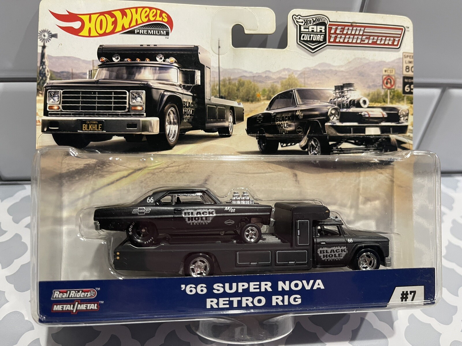 Hot Wheels 2019 Car Culture Team Transport Black ’66 Super Nova Retro Rig #7