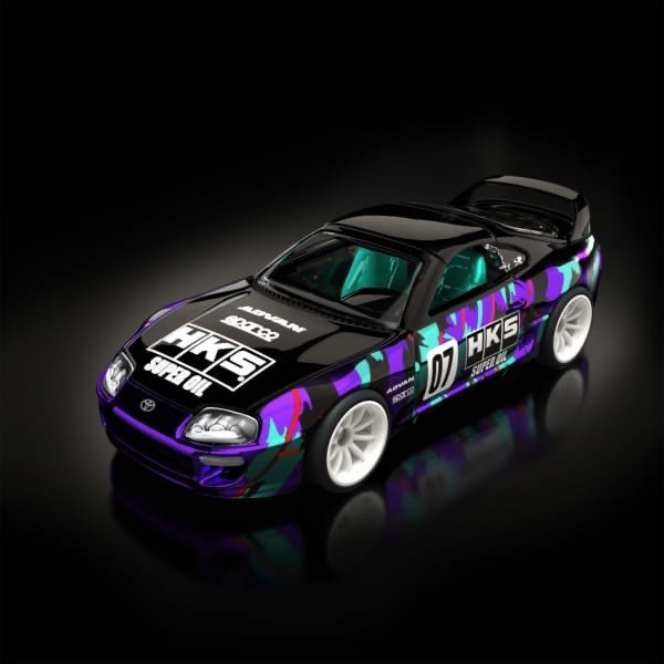 Hot Wheels RLC sELECTIONs 1997 Toyota Supra HKS “oil splash” with Removable Top!