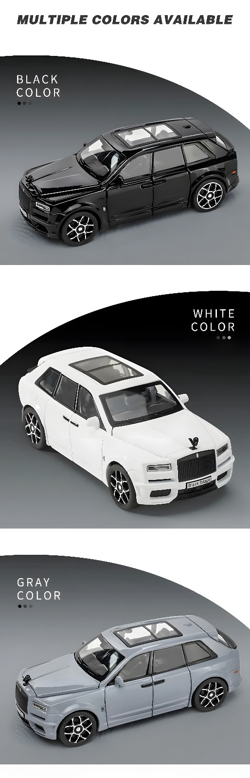 1:32 Rolls Royce Cullinan SUV Alloy Diecast Car Model w/ Sound & Light