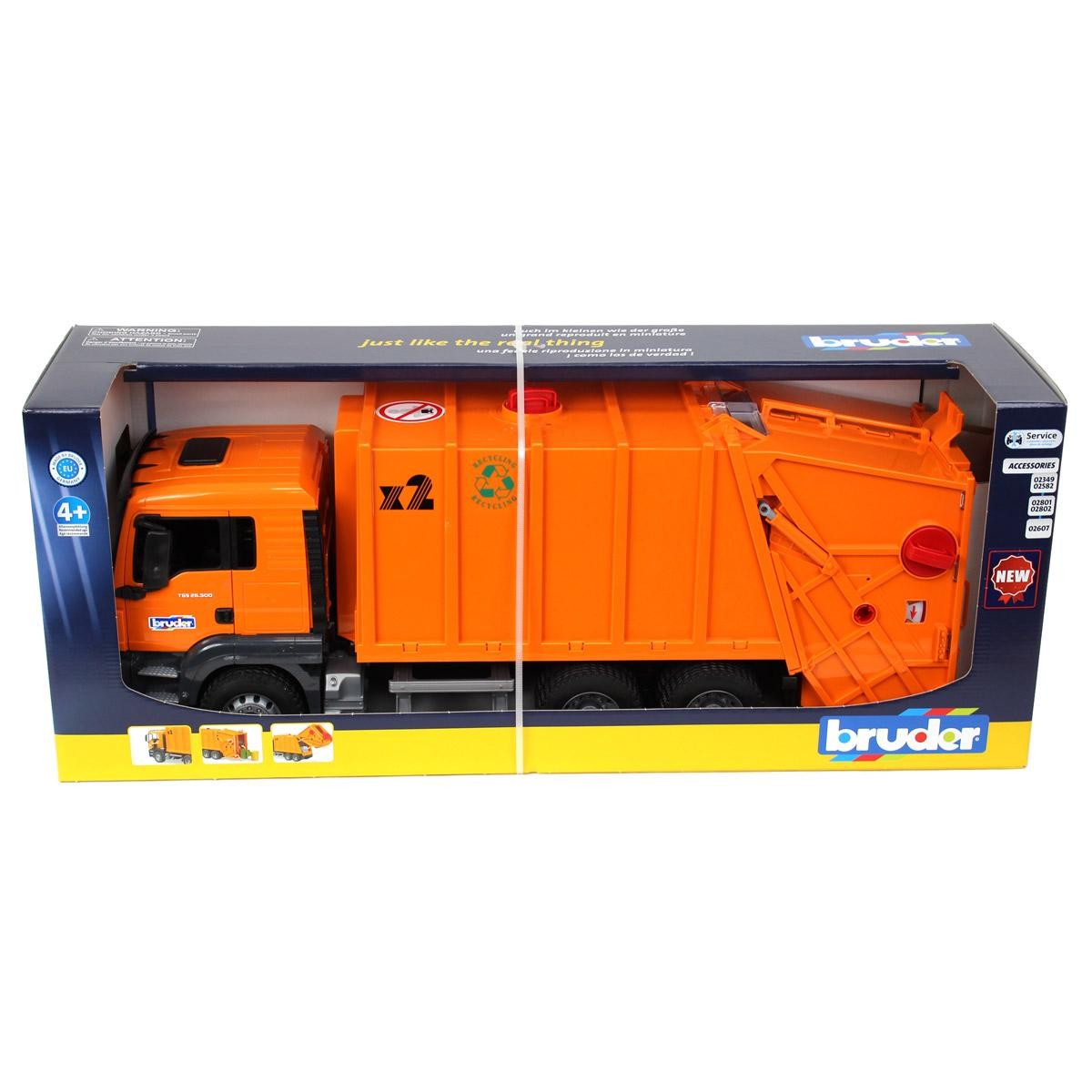 Bruder 1/16 MAN TGS Orange Garbage Truck 03760