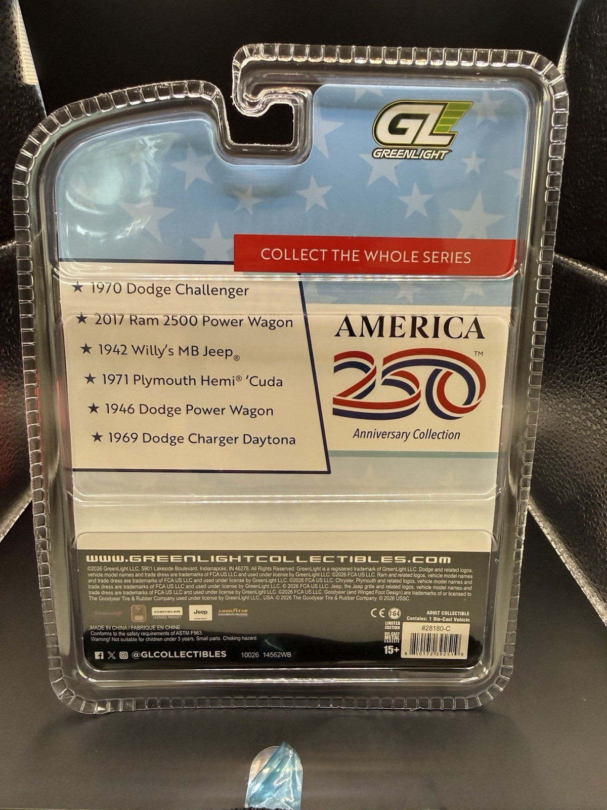 GreenLight 1:64 1942 Willys MB Jeep Green America 250 Limited Edition Diecast