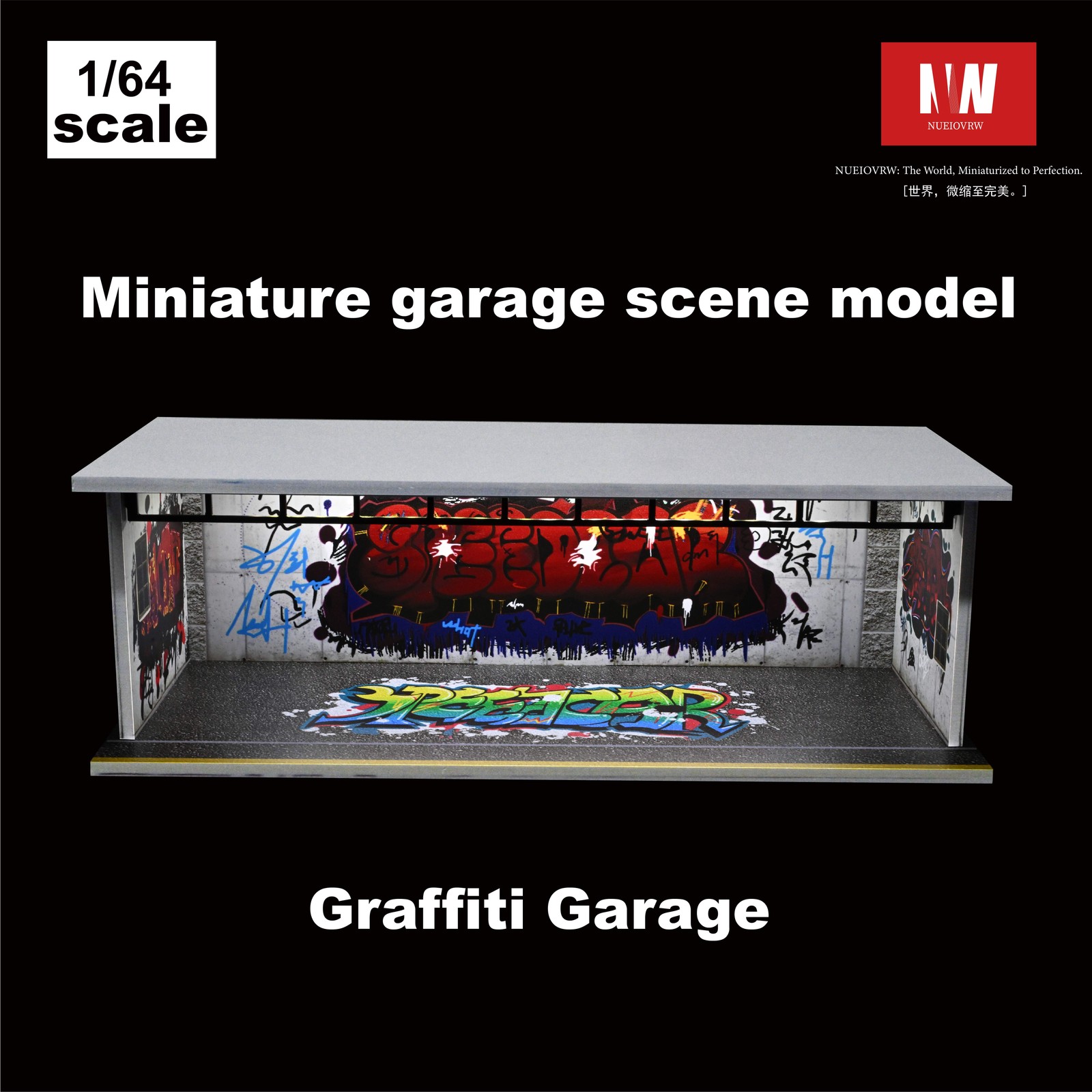Diorama 1/64 Diecast Garage Showroom Model LED Parking Lot Model Display Case US