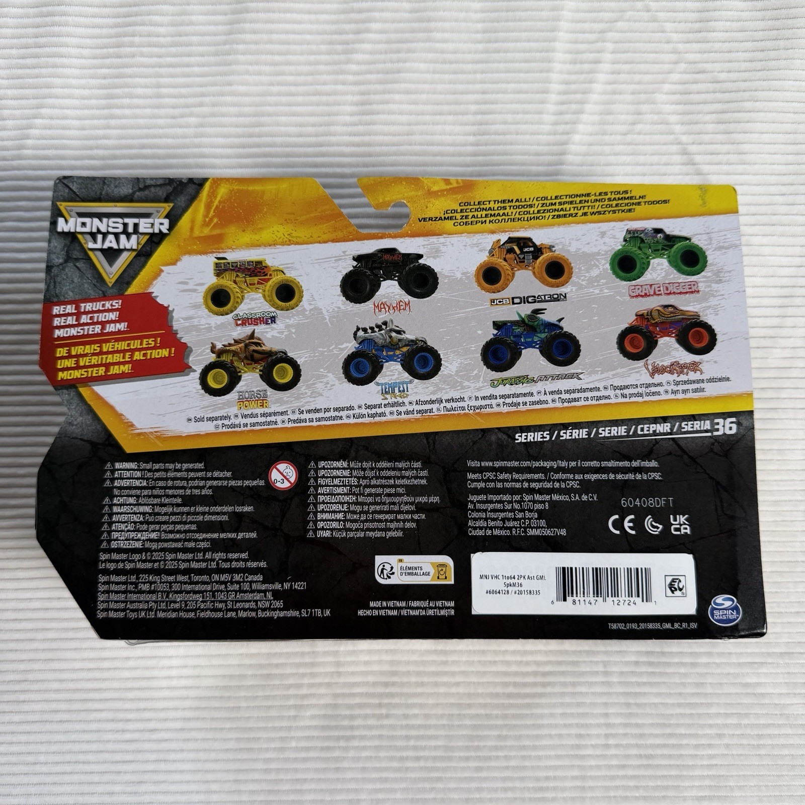 2026 Monster Jam Spin Master Double Pack Classroom Crusher vs. Mayhem 1:64 NIB